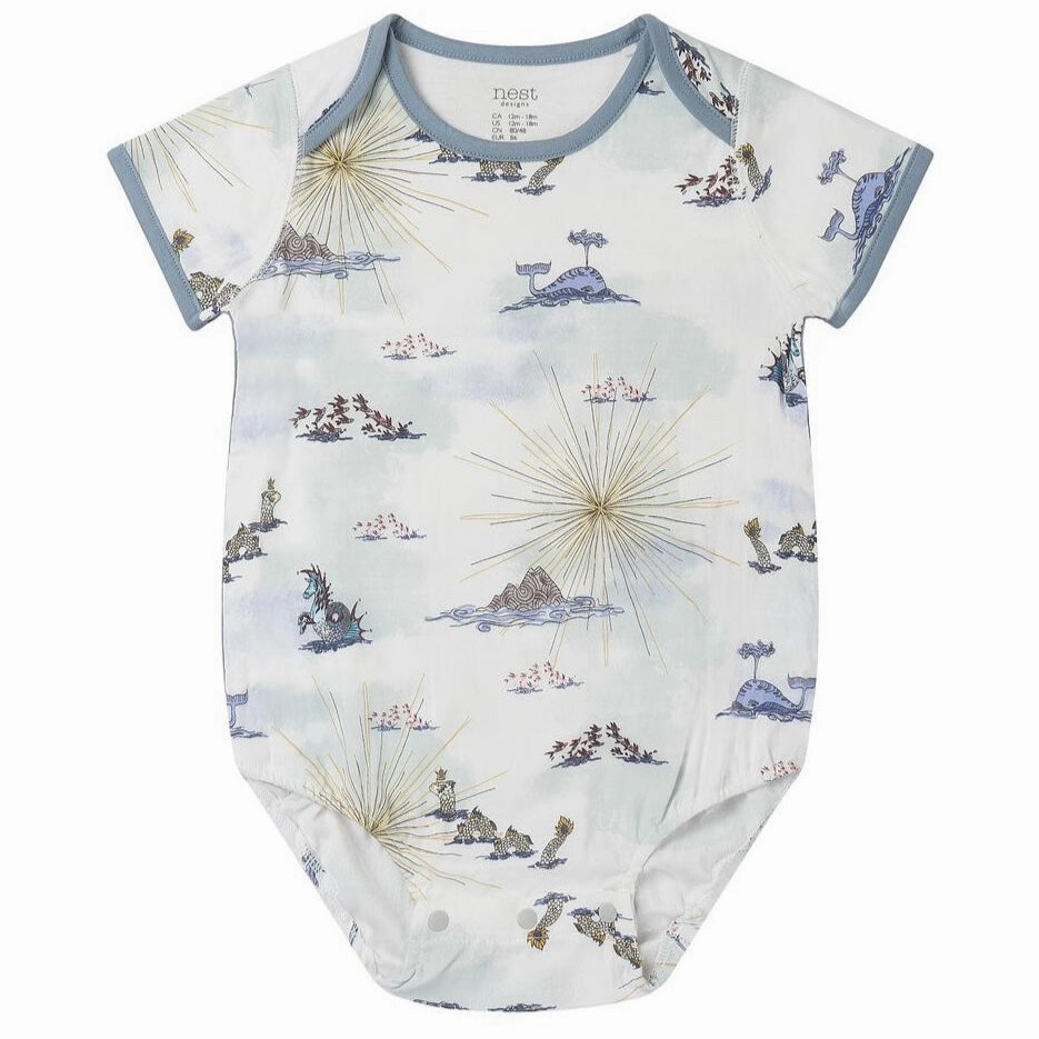 Nest Designs Baby Bamboo Pima Short Sleeve Onesie - Ocean Wonders Sleep - Wear