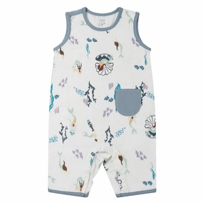 Cotton rich children's clothing Striped Nest Designs Baby Sleeveless Romper (Bamboo Pima) - Splish Splash