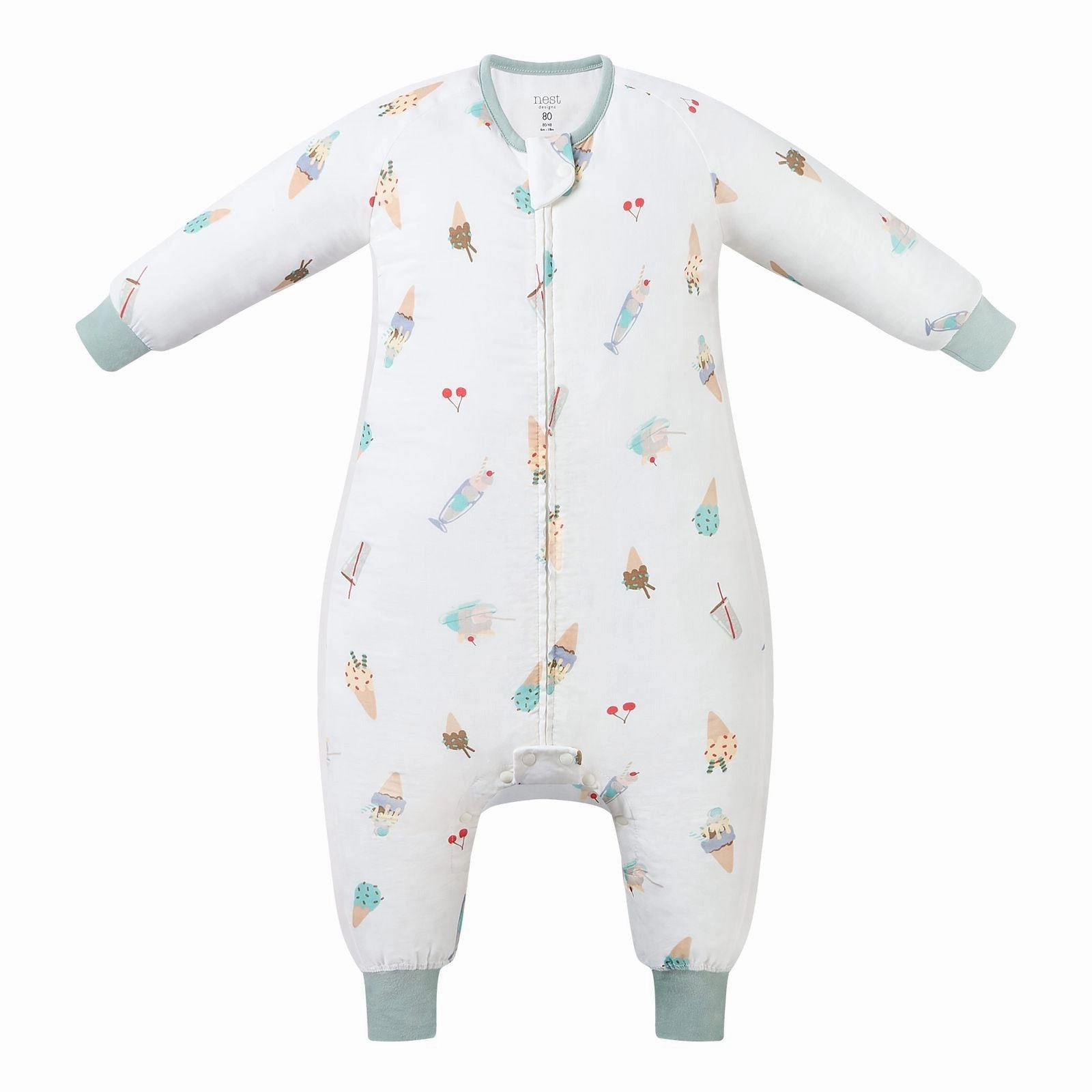 Juvenile clothing Nest Designs Kids/Baby 0.6 TOG Long Sleeve Footed Sleep Suit (Bamboo Pima) - Ice Cream Summer
