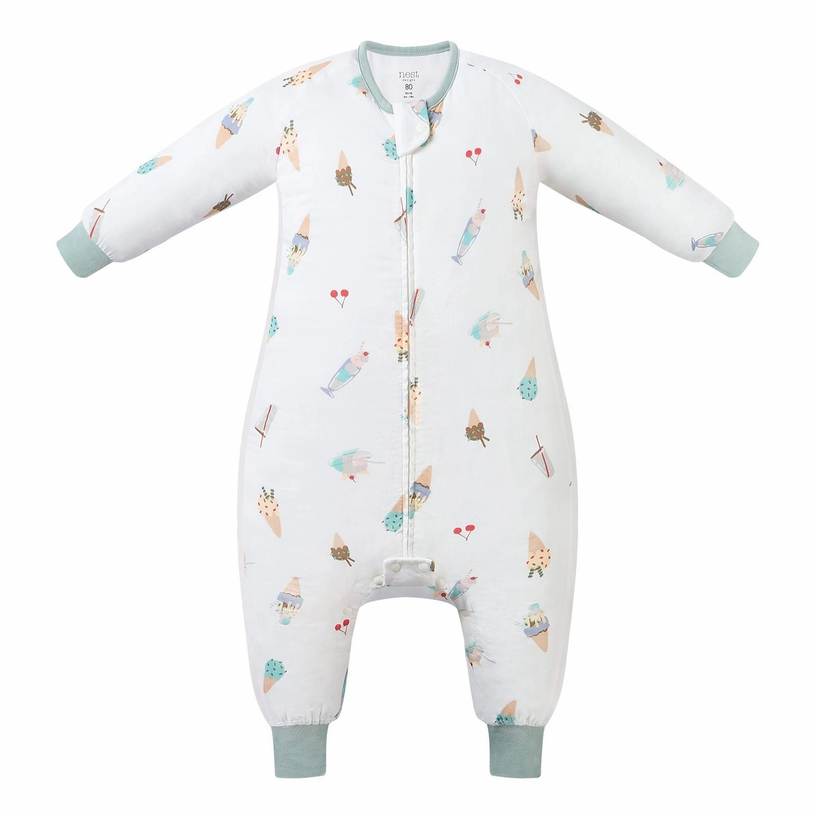 Nest Designs Kids/Baby 0.6 TOG Long Sleeve Footed Sleep Suit (Bamboo Pima) - Ice Cream Summer floral Floral kids' apparel