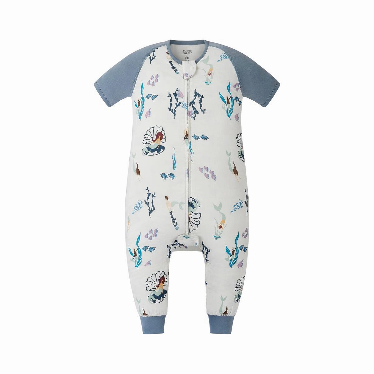 Ballerina outfits for children Wool Nest Designs Kids/Baby 0.6 TOG Short Sleeve Footed Sleep Suit (Bamboo Pima) - Splish Splash