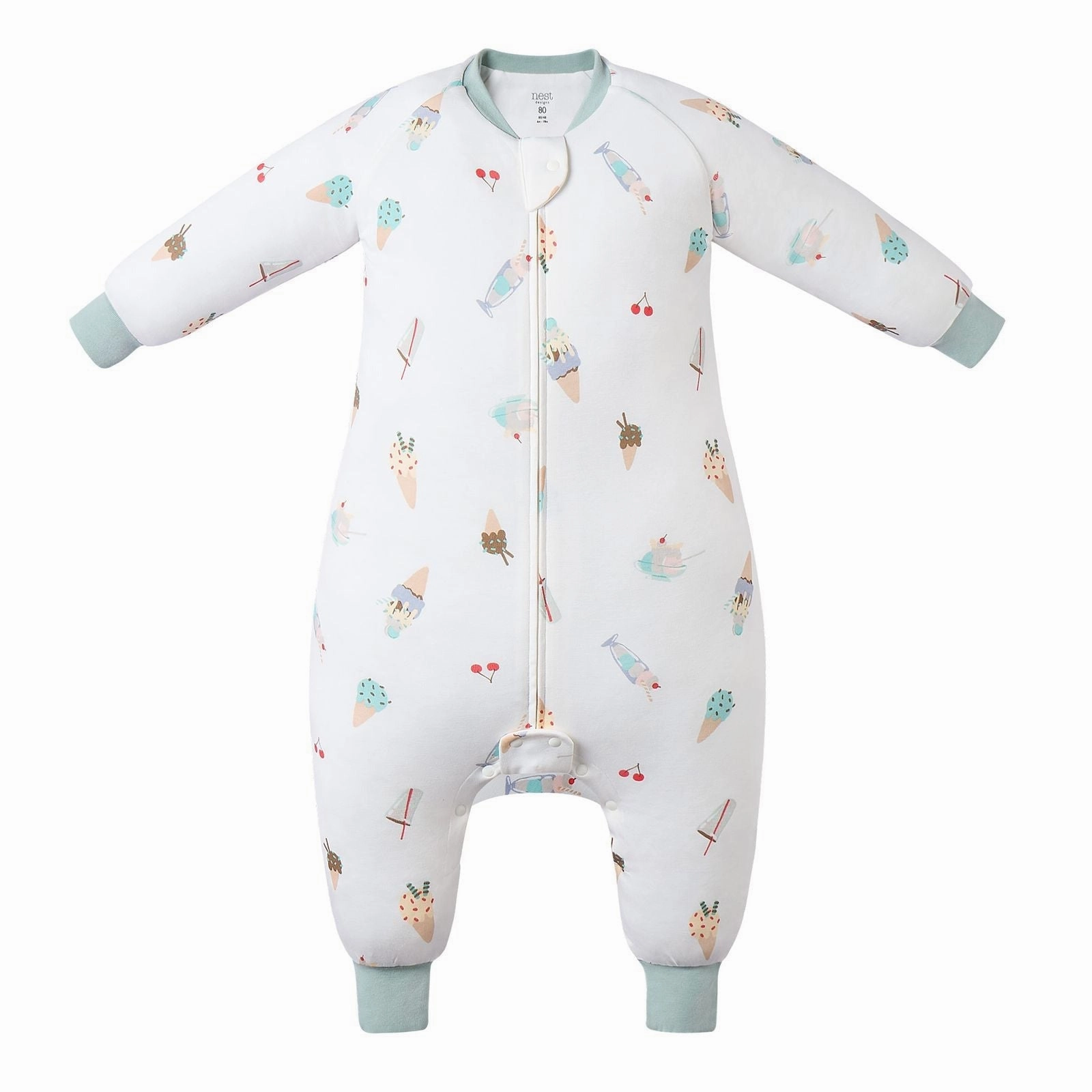 Fuzzy Hiking clothes for kids Nest Designs Kids/Baby 1.0 TOG Long Sleeve Footed Sleep Suit (Avocado Bamboo) - Ice Cream Summer