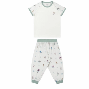 Nest Designs Kids/Baby Bamboo Avocado Jersey Short Sleeve Capri Shorts Play Set - Oh Gnome! Printed