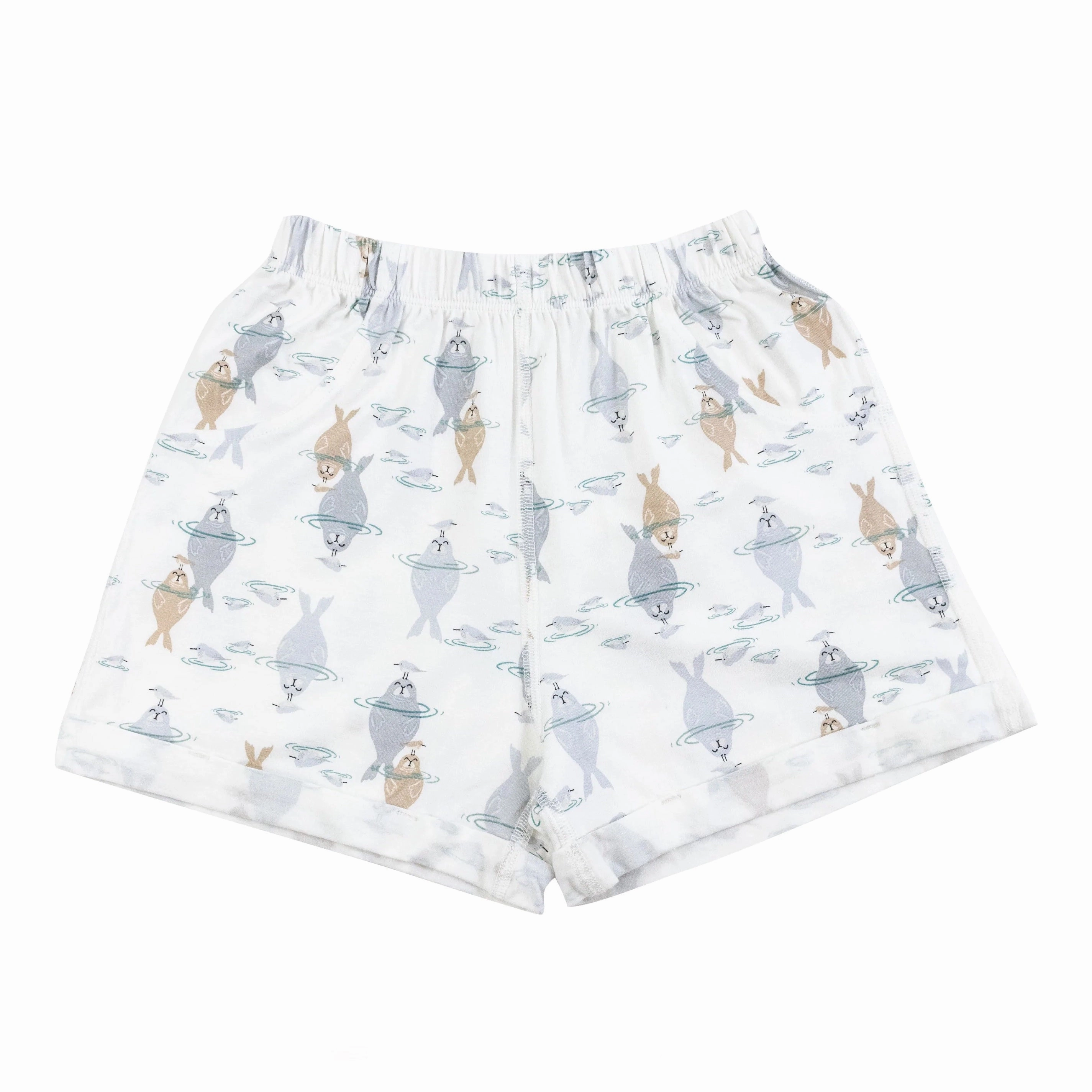 Nest Designs Kids/Baby Bamboo Jersey Shorts - Ocean Float Linen