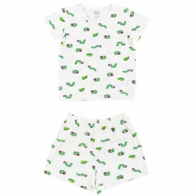 Nest Designs Kids/Baby Short Sleeve Two-Piece PJ Set (Bamboo Jersey) - Eric Carle Curly Caterpillar Family gathering clothes for kids