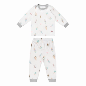 No - iron Nest Designs Kids/Baby Two-Piece Long Sleeve PJ Set (Bamboo Jersey) - Ice Cream Summer