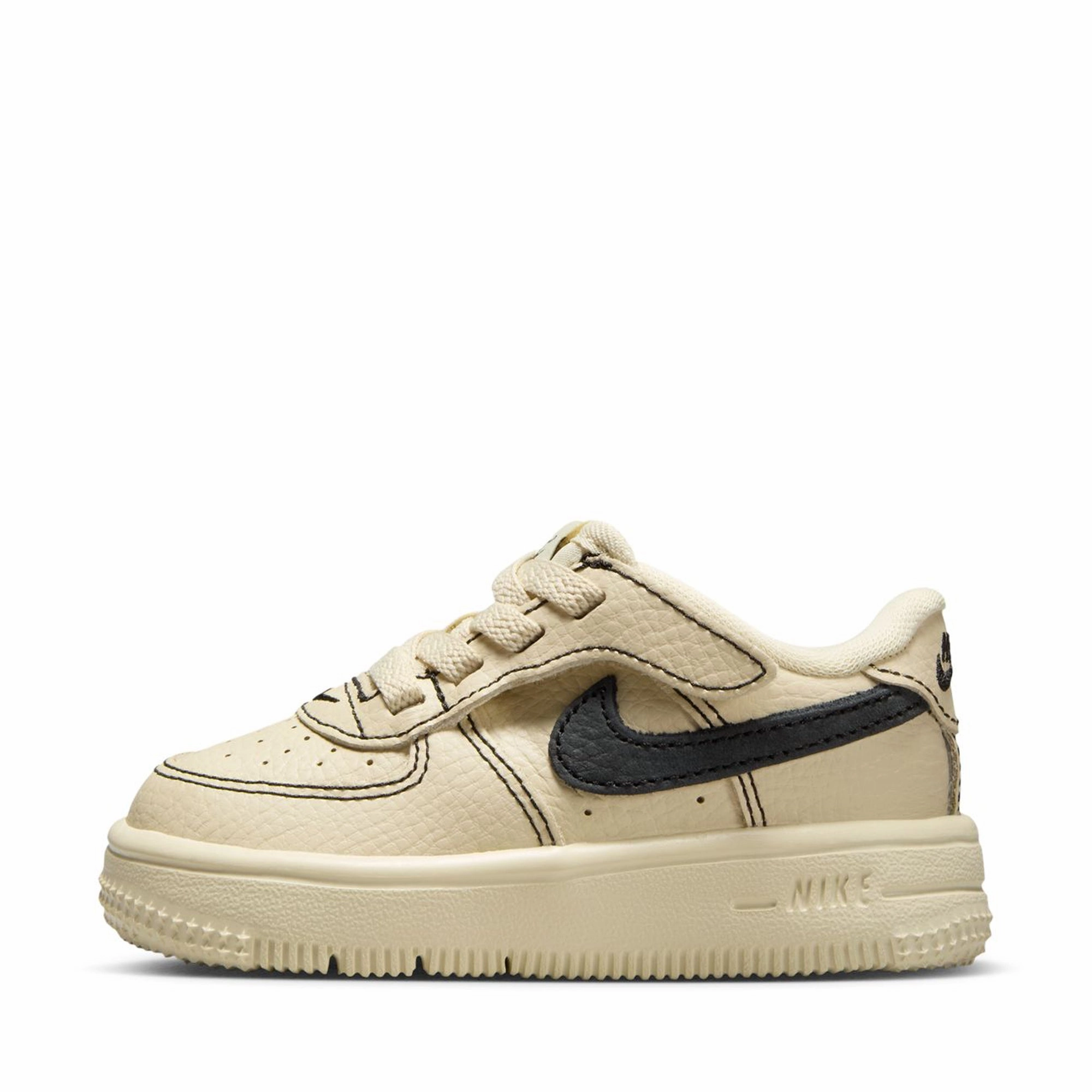 Premium Comfort Fit Everyday Comfort Leather Nike Force 1 Low LV8 EasyOn (TD) - Light Khaki/Black