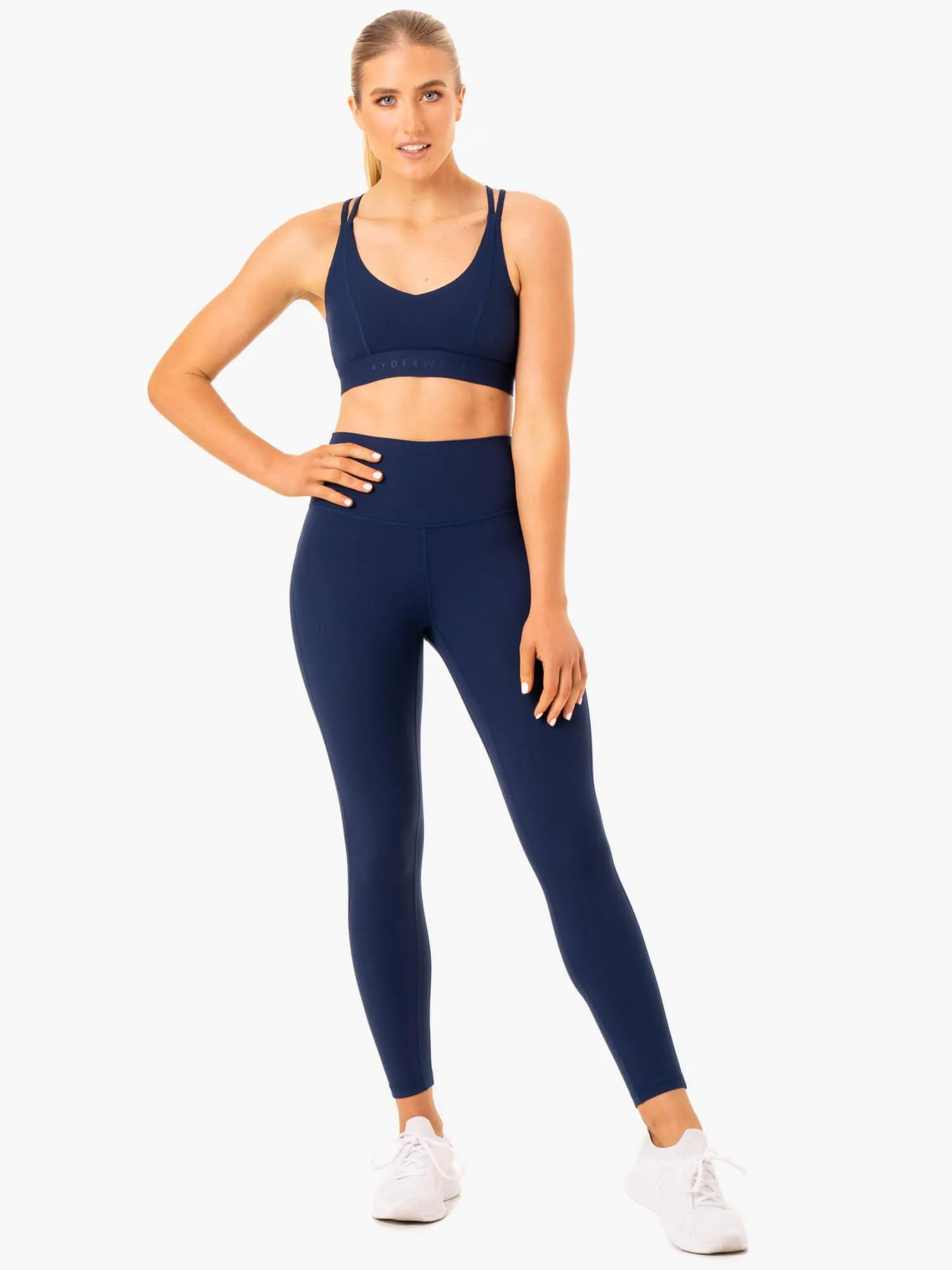 Flexible Wire-Free Stretchy Closure NKD Align Sports Bra - Navy
