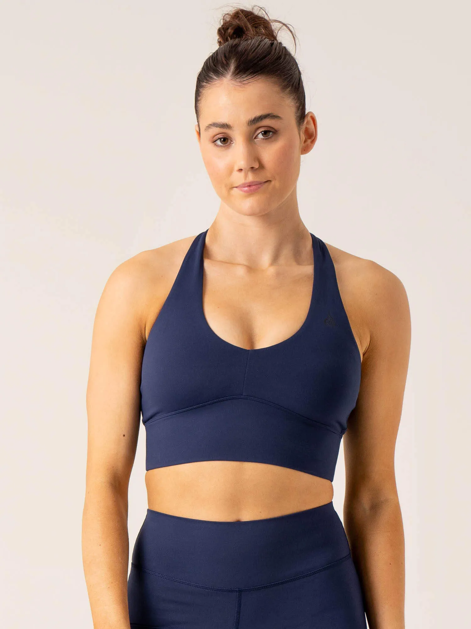 Breathable Structure Classic Colors NKD Arch Halter Sports Bra - Navy