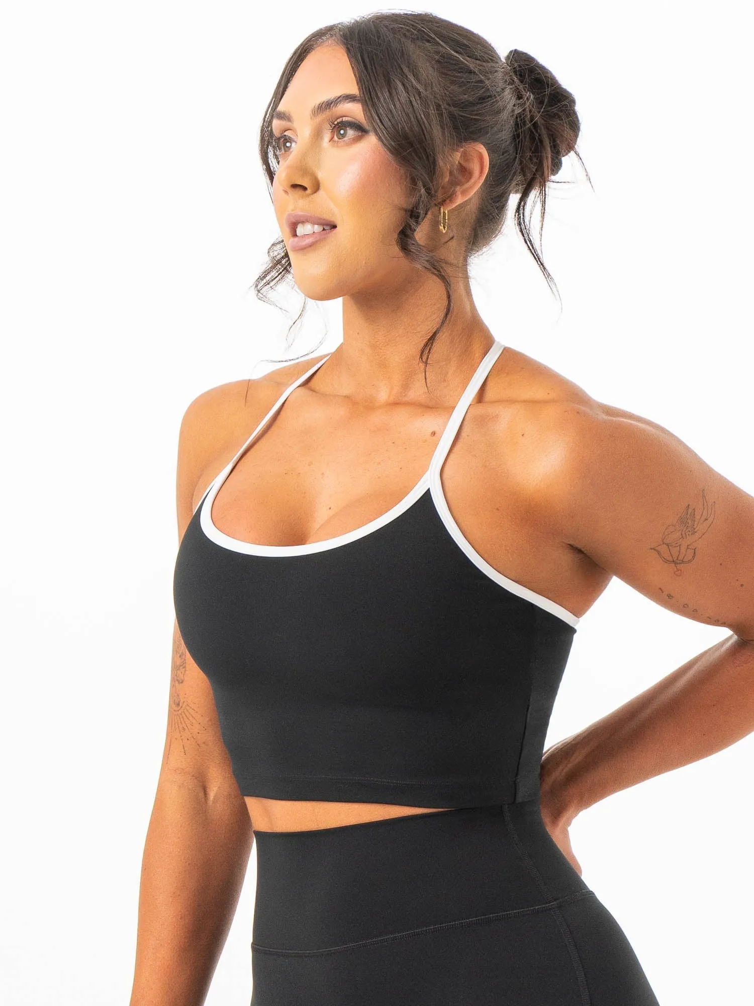Butter Soft Handfeel NKD Contrast Shelf Bra Tank - Black