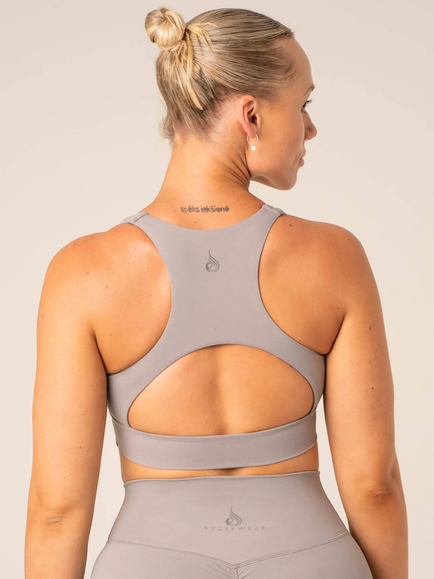 NKD Embody Sports Bra - Steel Grey Layered Coverage Design