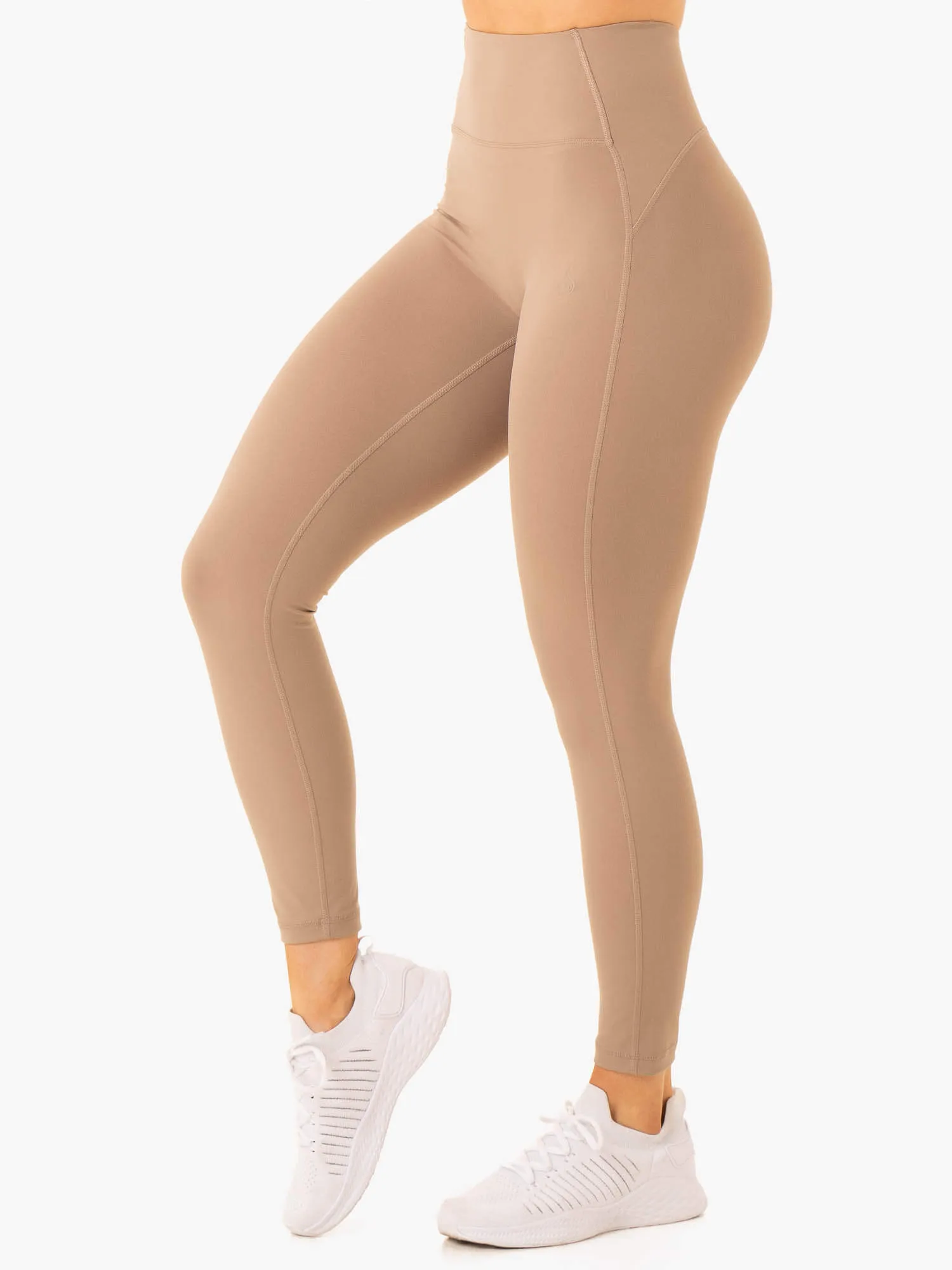 NKD Frame High Waisted Leggings - Latte Modern Basic Non See Beginner Level