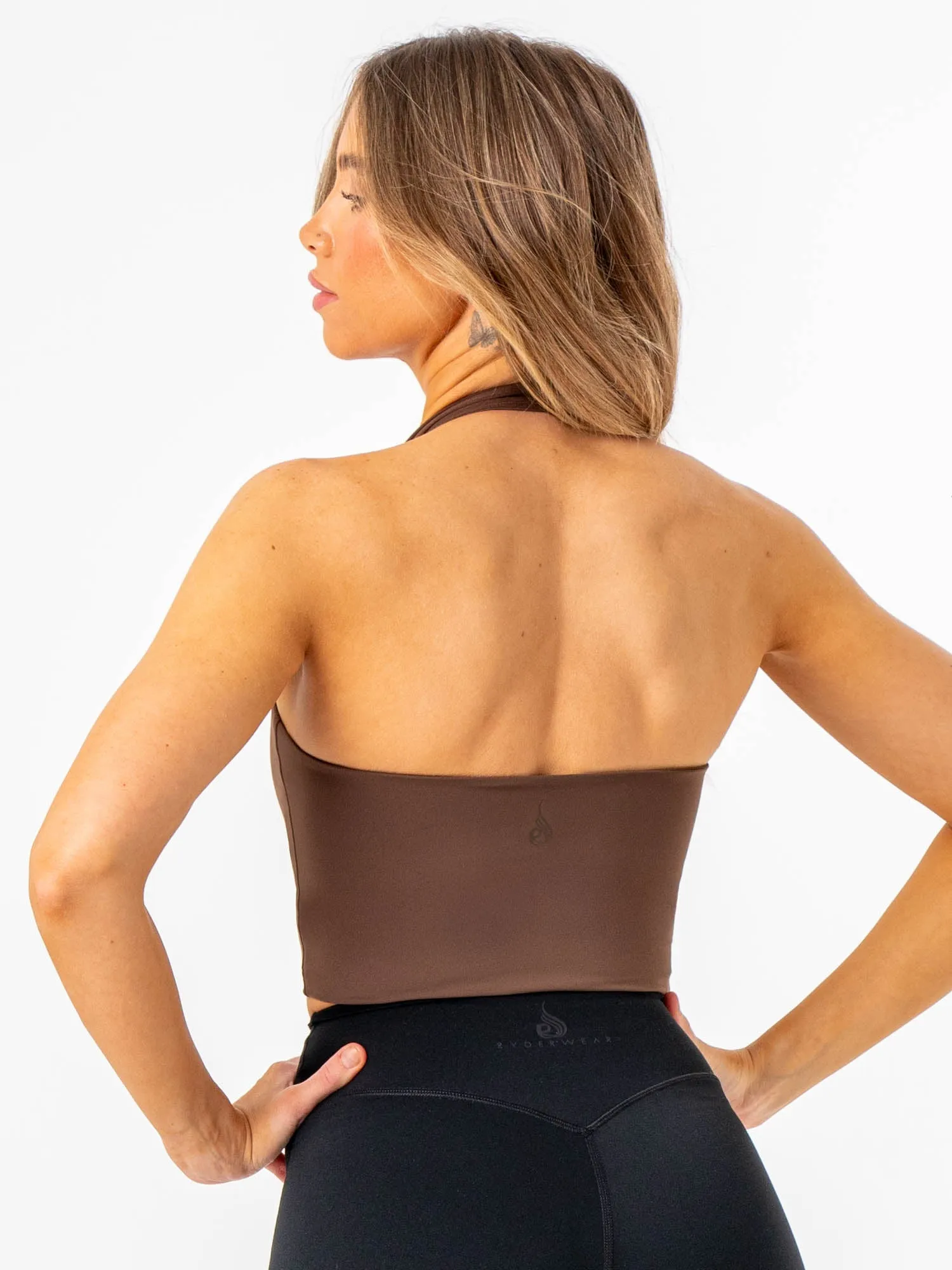 Flexible Waistband Adaptation FlexibleMobility NKD Halter Tank - Chocolate