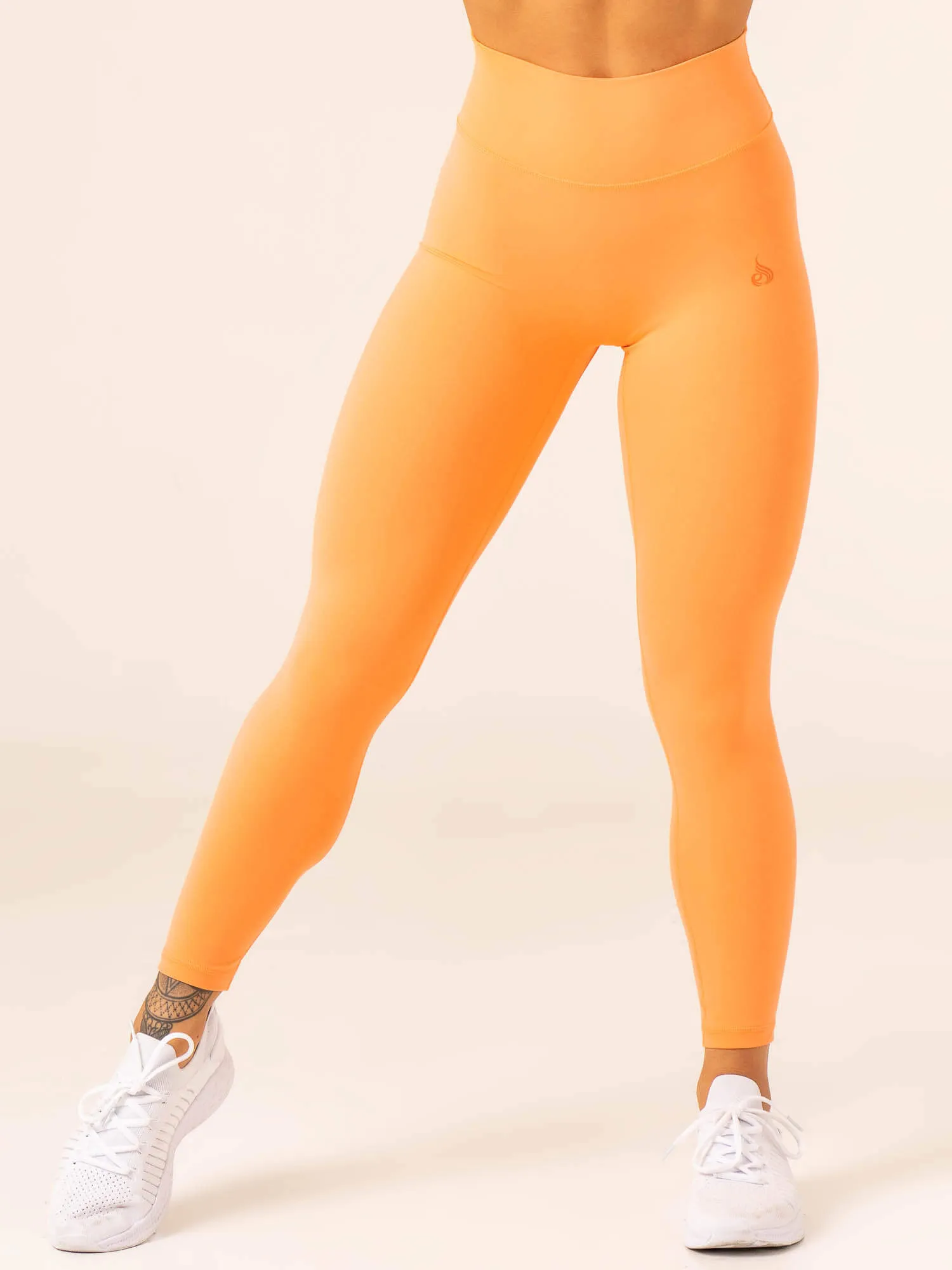 Cozy Fit Gusset Crotch Design NKD High Waisted Scrunch Leggings - Orange Sherbet