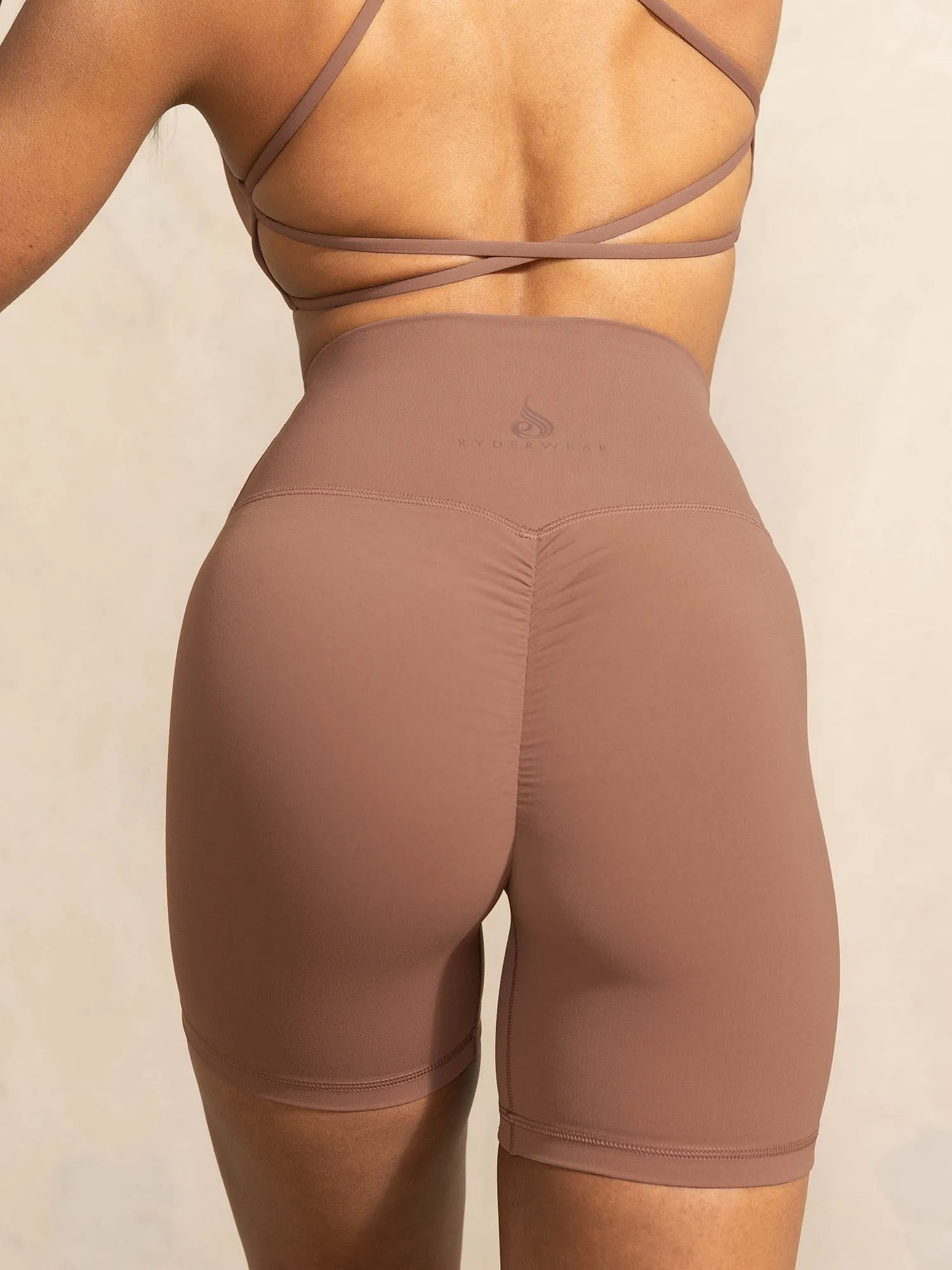 Unique Piece NKD High Waisted Scrunch Shorts - Mocha