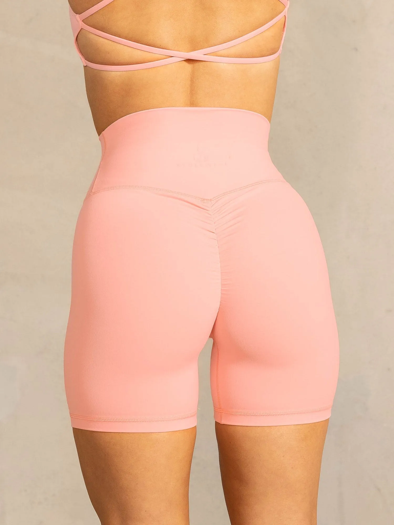 No Slip Gripper NKD High Waisted Scrunch Shorts - Pink