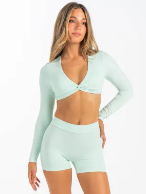 NKD Knot Long Sleeve Top - Cool Mint Comfortable Look