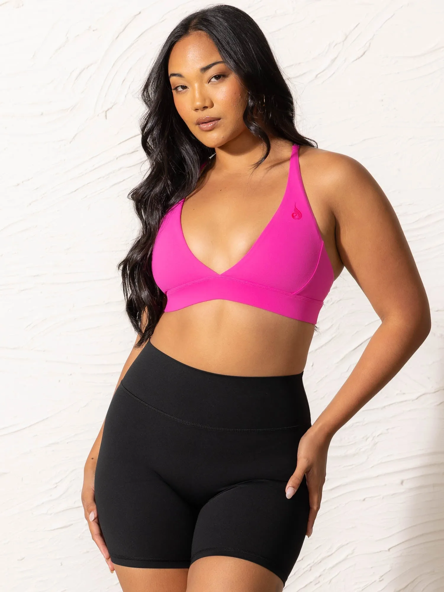 NKD Low Neck Sports Bra - Neon Pink Flexible Shoulder Straps