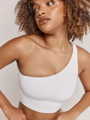 NKD One Shoulder Tank Bra - White Anti Bacterial Fabric Lightweight Fit