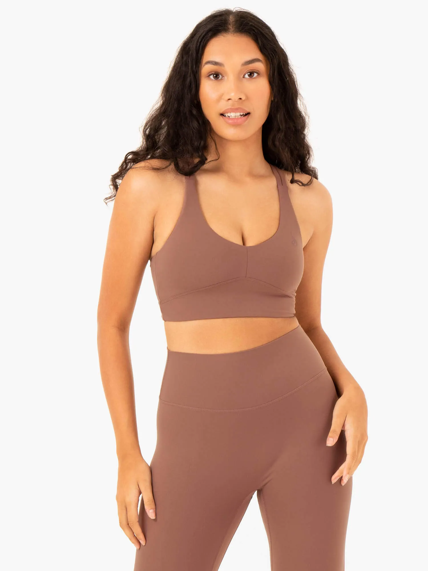 Seamless Structure Mesh workout gear NKD Refine Sports Bra - Mocha
