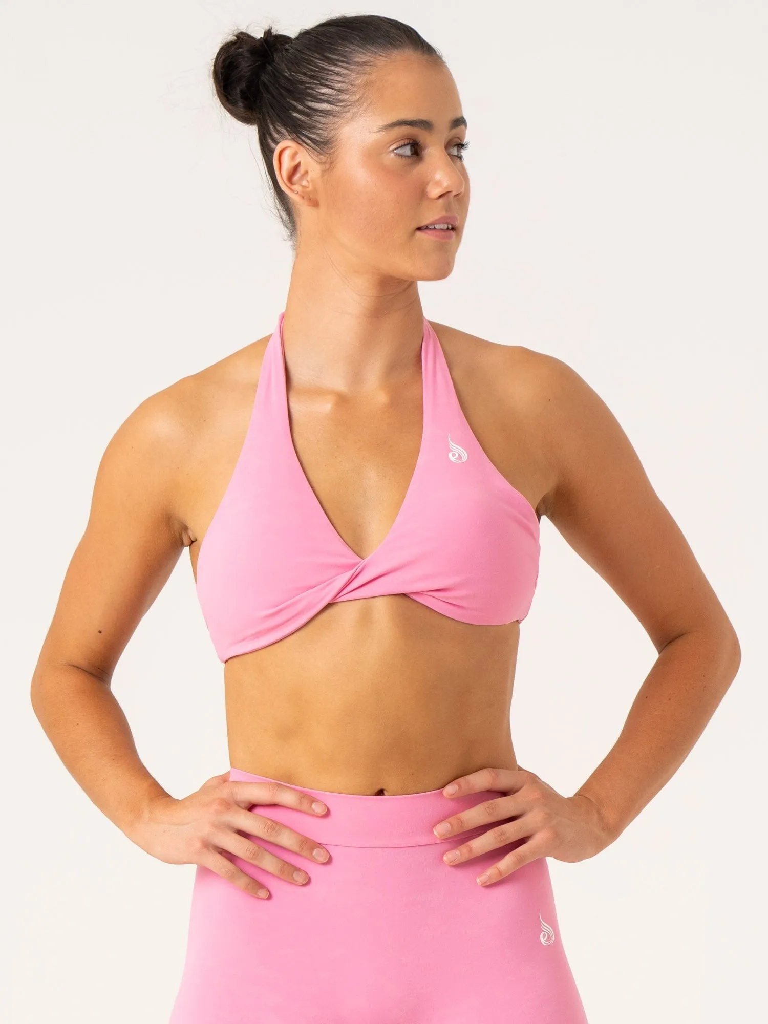 NKD Stonewash Halter Sports Bra - Pink Stonewash Quick Dry Technology