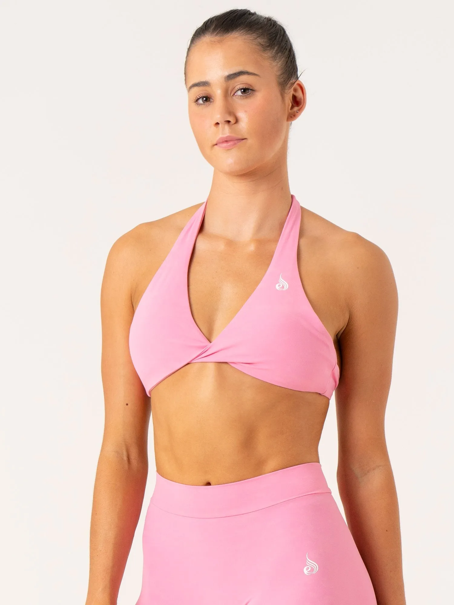 Non-Slip Band runners NKD Stonewash Halter Sports Bra - Pink Stonewash