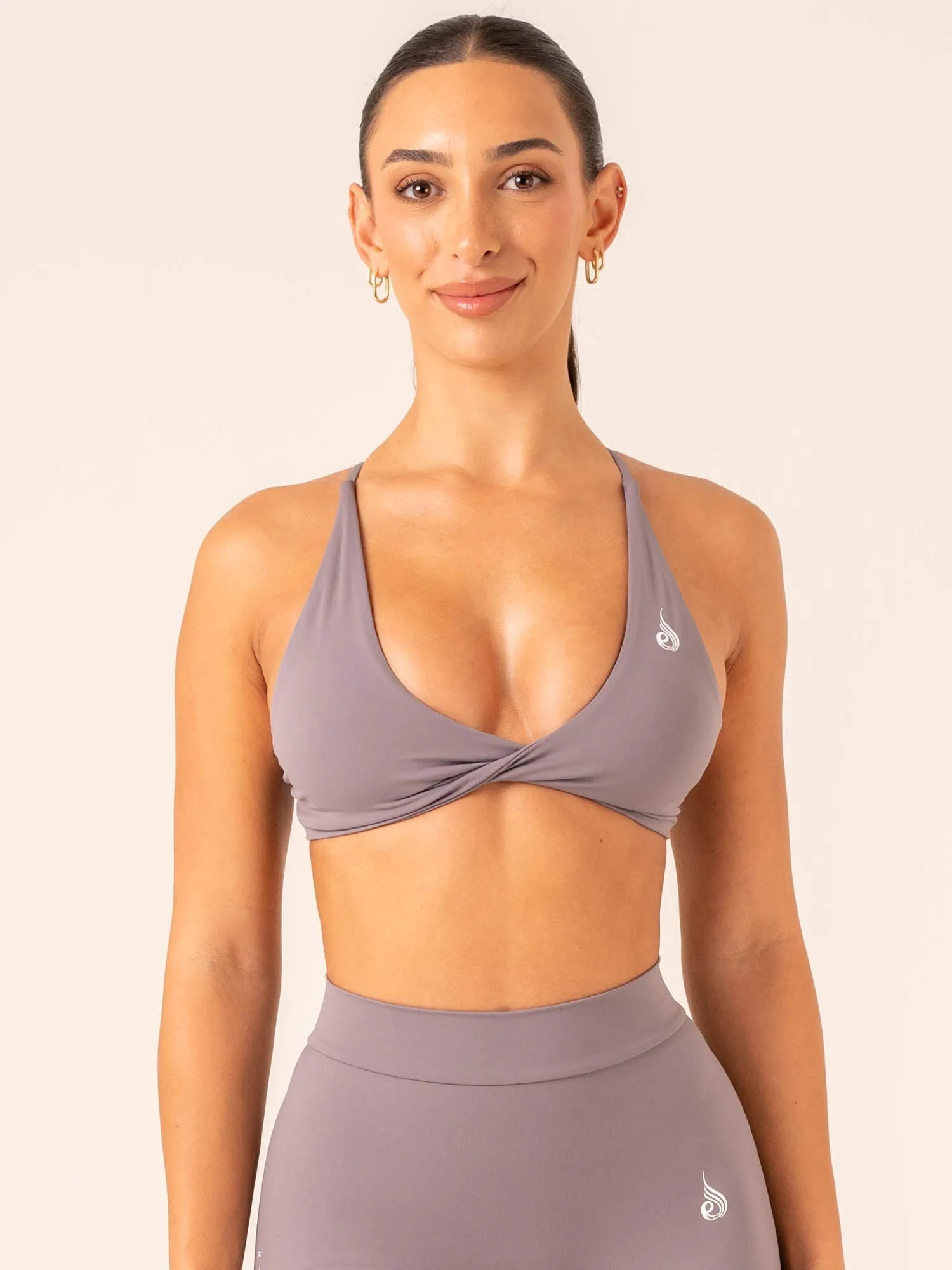 Stretchy Band NKD Twist Sports Bra - Charcoal