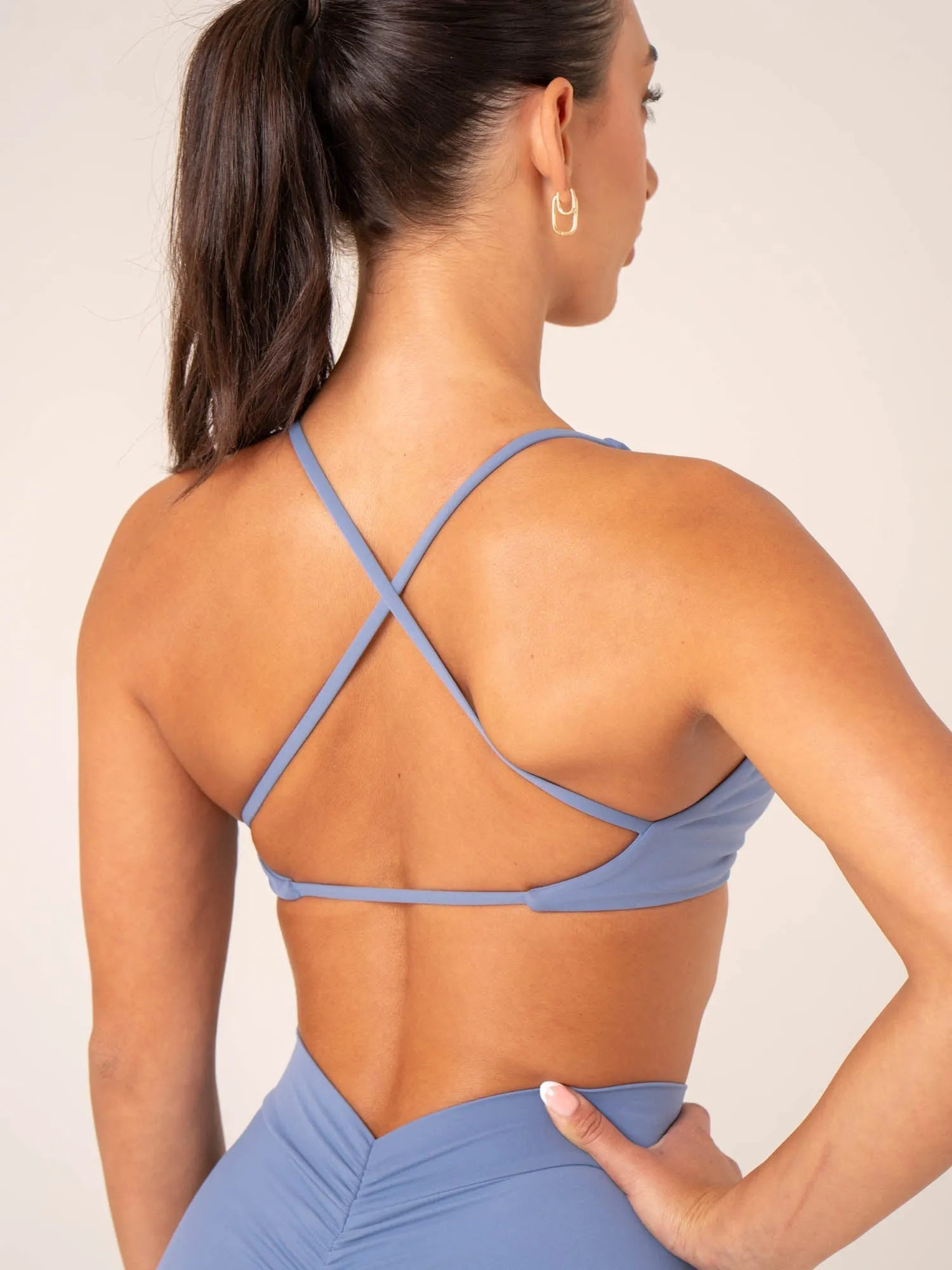 Matching Set Anti Chafe Design NKD Twist Sports Bra - Stonewash Blue