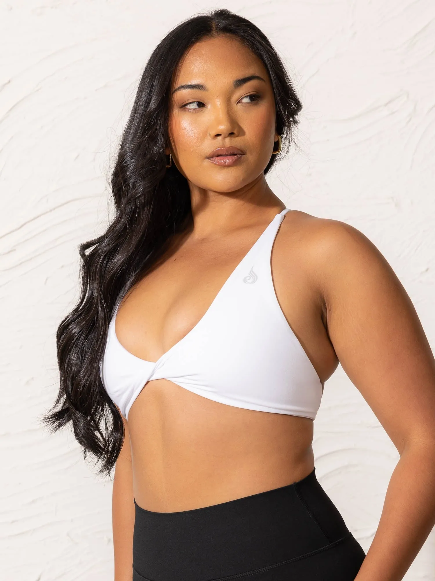 NKD Twist Sports Bra - White Wire-Free Comfort Mix and match seams