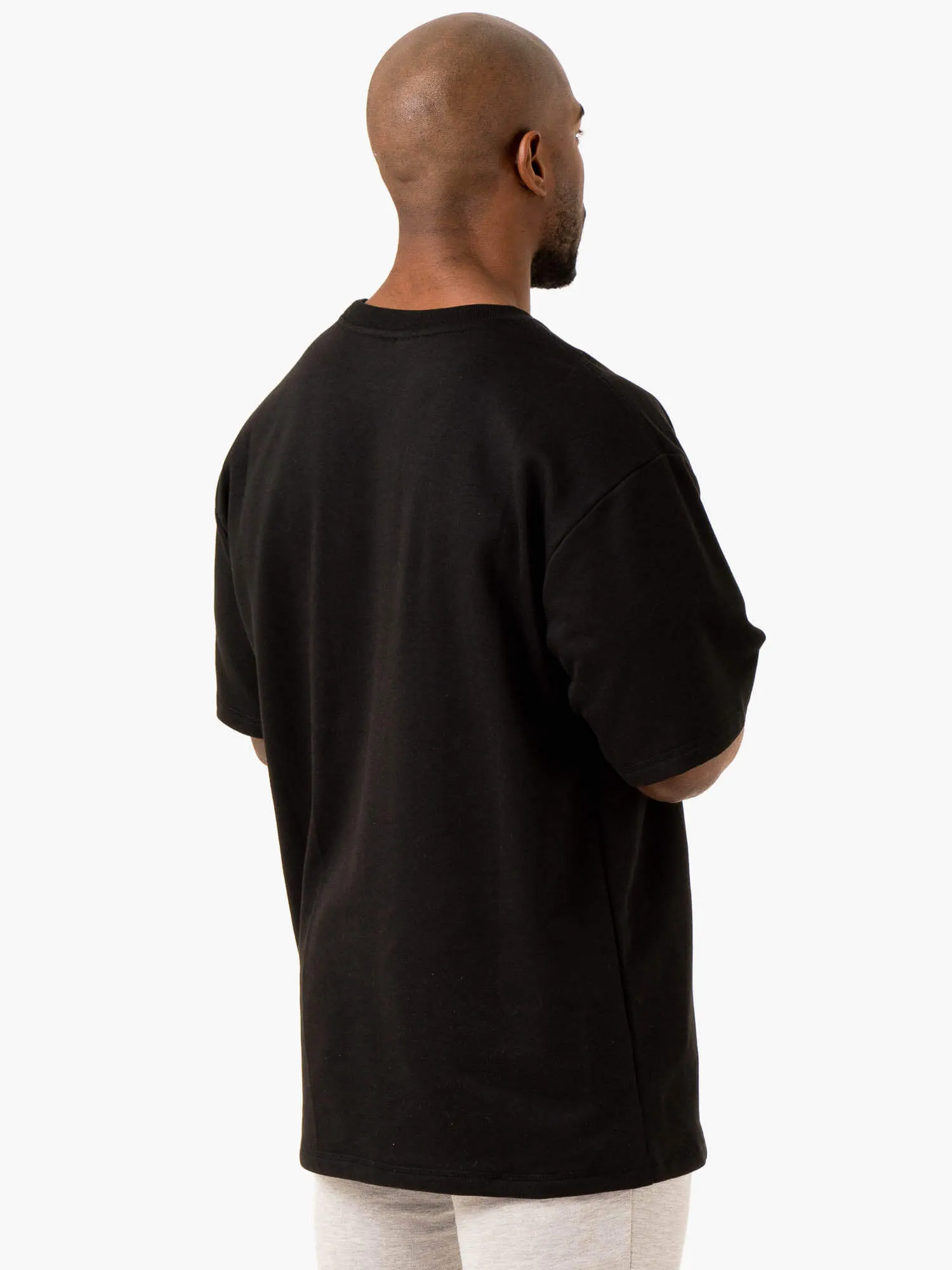 Core Ease No Cling Throwback Oversized Fleece T-Shirt - Black
