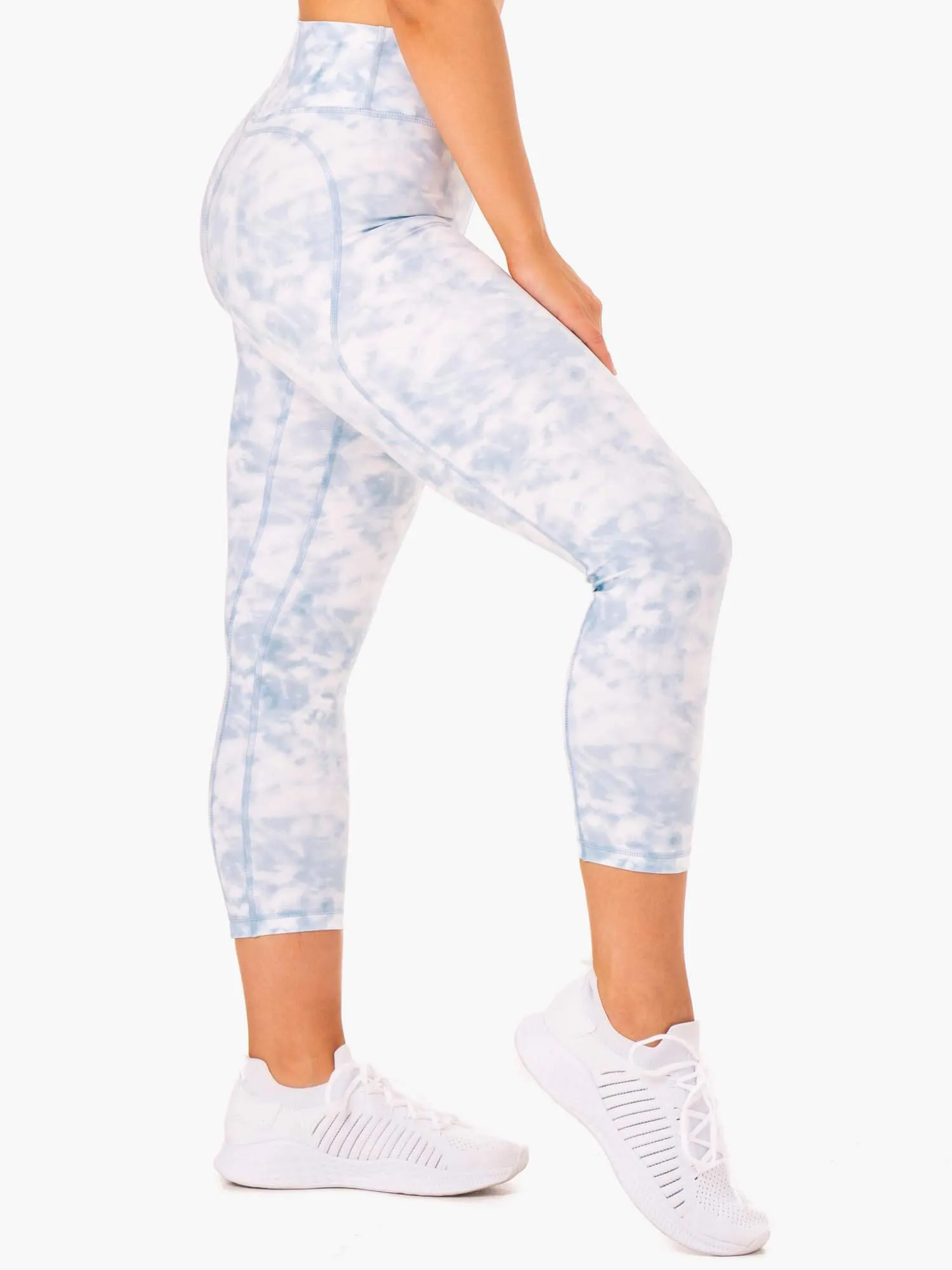 Tie Dye 7/8 Leggings - Steel Blue Tie Dye Beginner Level High Waist Essential Style