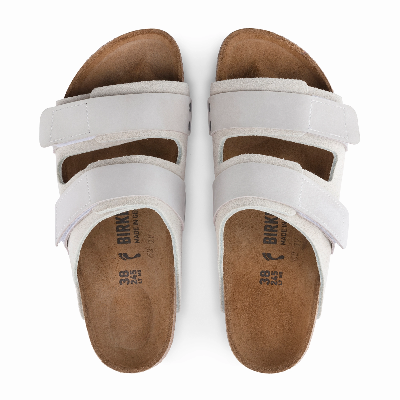 Birkenstock Uji Narrow Slide Sandal (Women) - Antique White Suede/Antique White Nubuck Water Resistant Material Tech