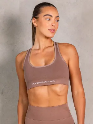NRG Seamless Scoop Neck Sports Bra - Almond Flatlock stitching Flatlock Seam Design