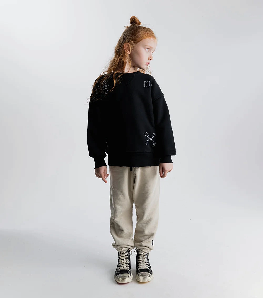 Nununu Kids ALL INKED Heavy Sweatshirt in Black Minimalist