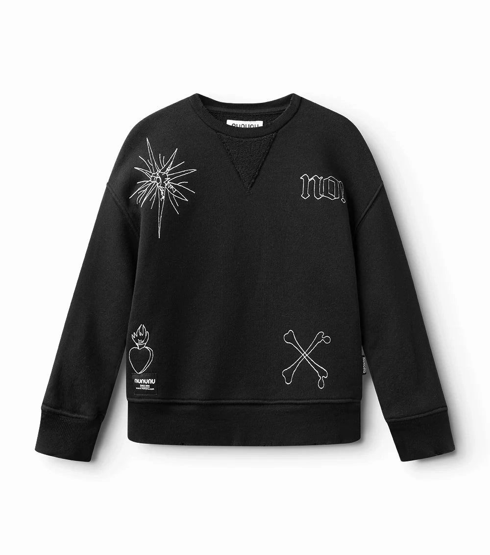 holiday Nununu Kids ALL INKED Heavy Sweatshirt in Black