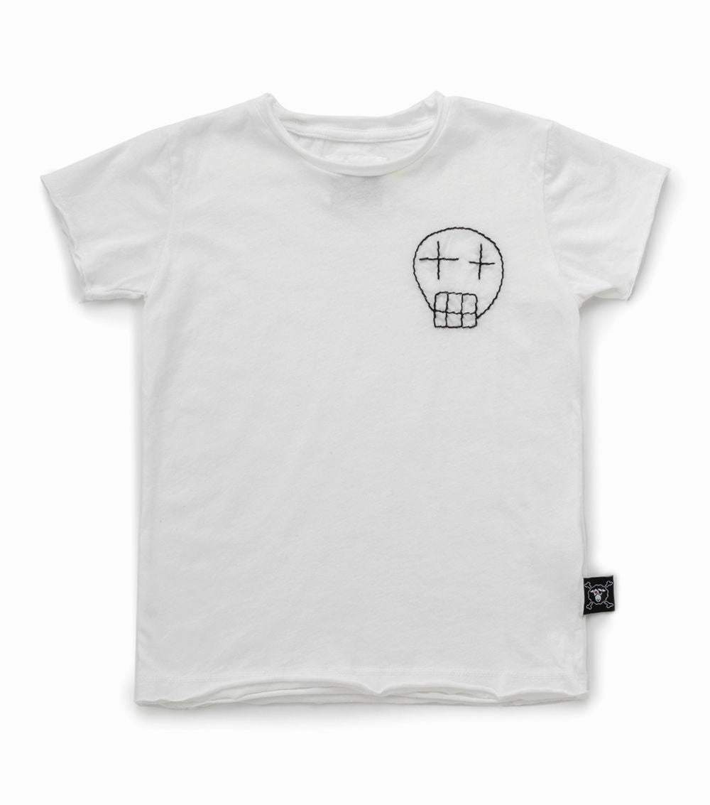 Relaxed - Fit Sustainable Nununu Kids EMBROIDERED SKETCH SKULL T-shirt in White