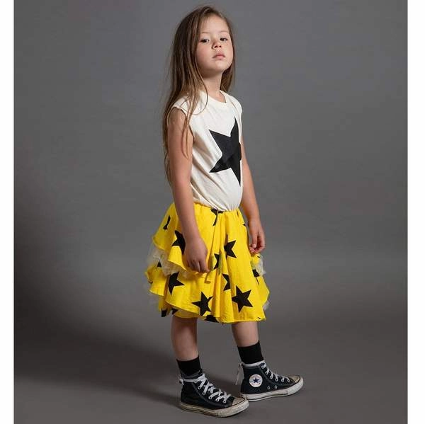 Nununu Kids Girl LAYERED STAR Tulle Dress - Natural Sequined kids' outfits