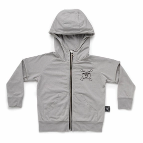 Nununu Kids LAYERED ZIP Hoodie in Stone Washed Cement home Laced