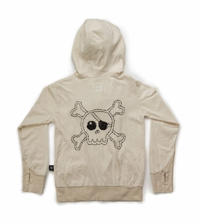 Nununu Kids White EMBROIDERED SKULL Hoodie Relaxed - Fit