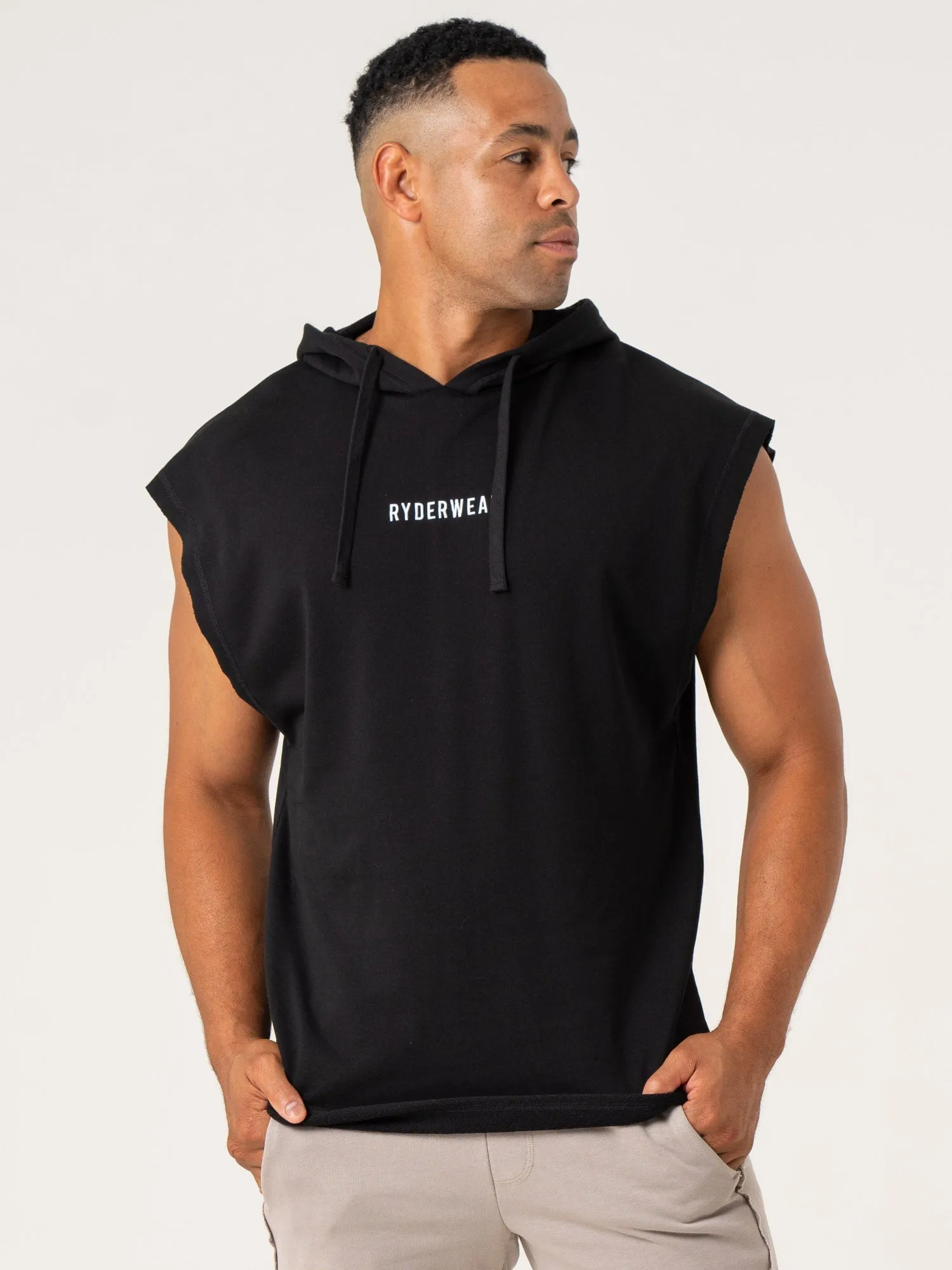 plastic material Pursuit Fleece Sleeveless Hoodie - Black