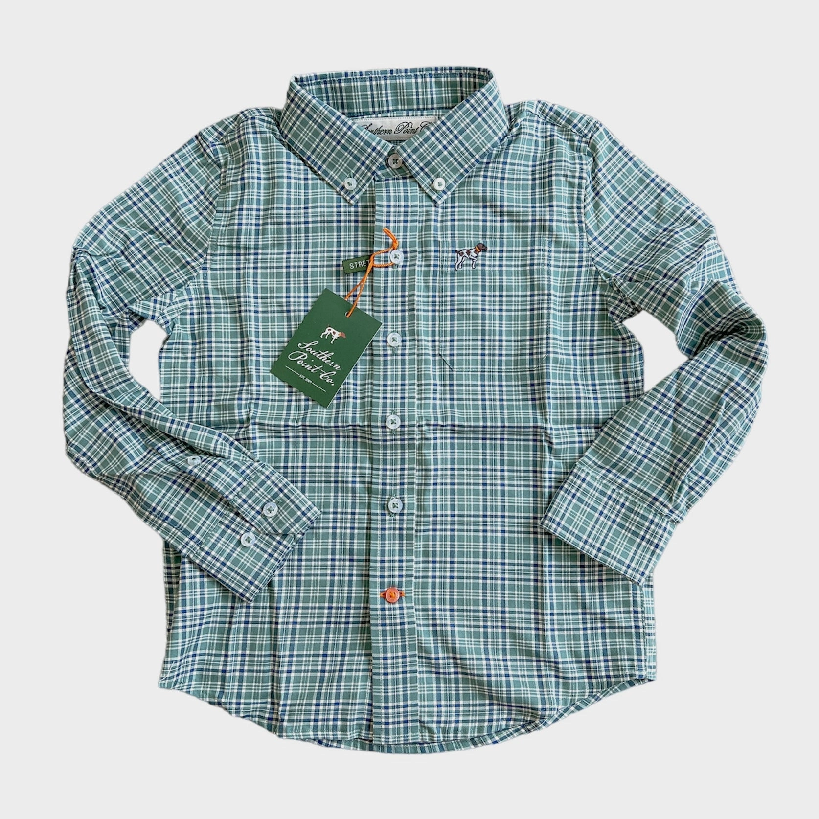 Denim items for children Warm Hadley Performance Button Down - Pine Needle Plaid