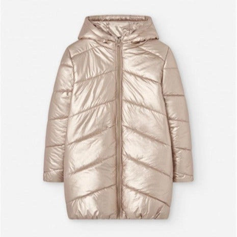 Easy - to - take off Silk Losan Kids Girl's BRONZE Metallic Puffer Winter Coat with Hood - 6Y