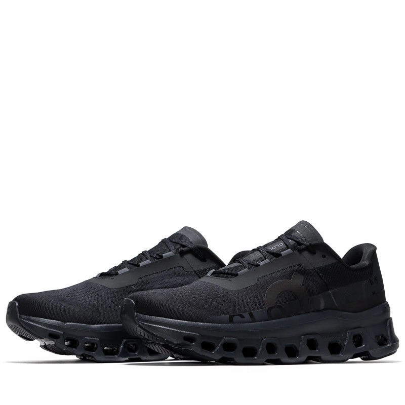 On Cloudmonster - All Black Flower Path