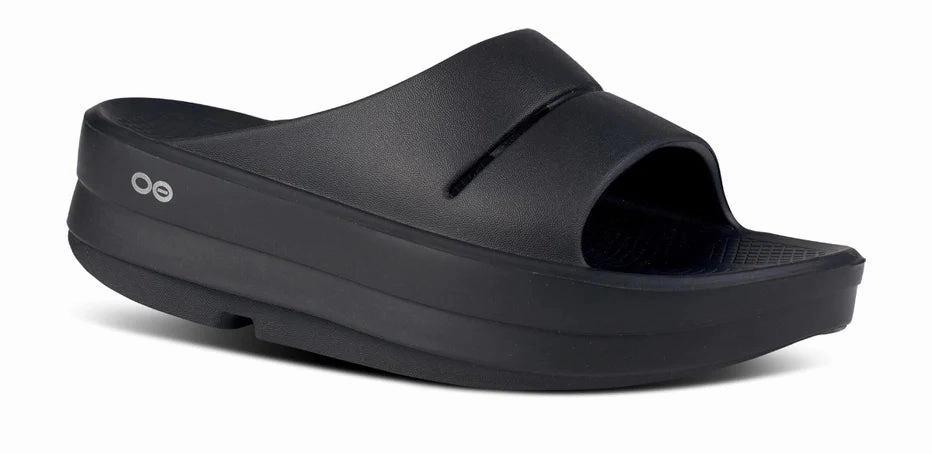 OOFOS Women's OOmega OOahh Sandal - Black Stable Base Platform
