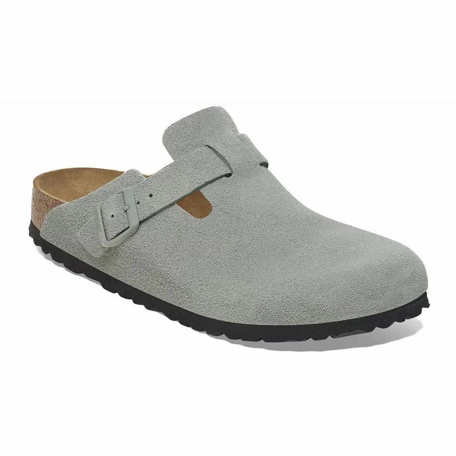 Everyday Comfort Leather Way Guard Birkenstock Boston Soft Footbed Narrow Clog (Women) - Pure Sage Suede