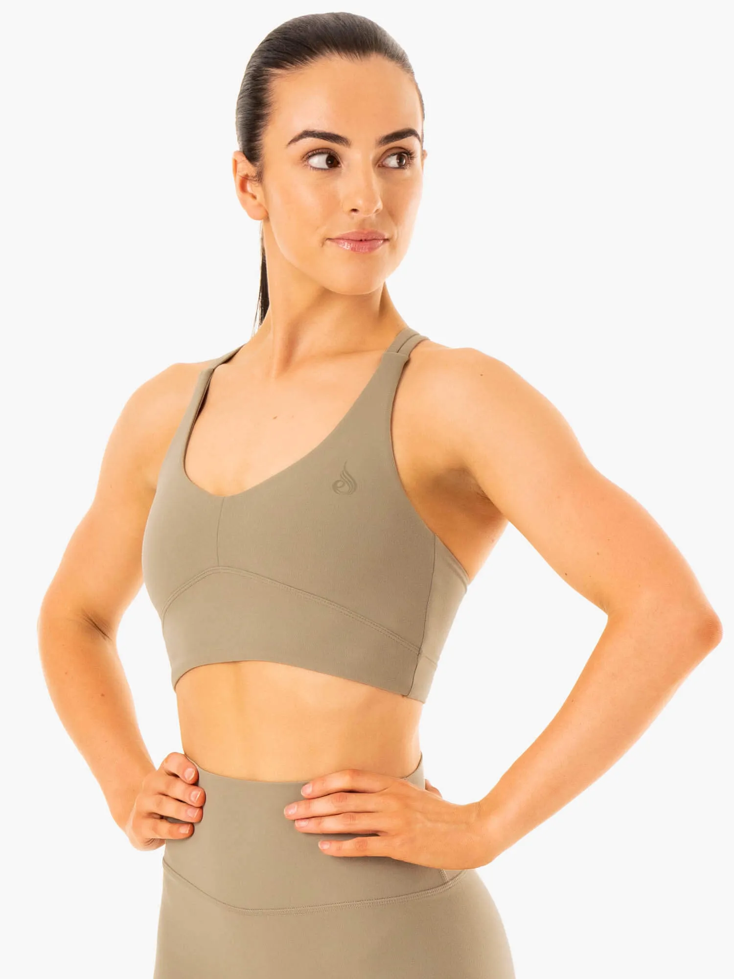 Athletic Seamless Feel NKD Refine Sports Bra - Khaki