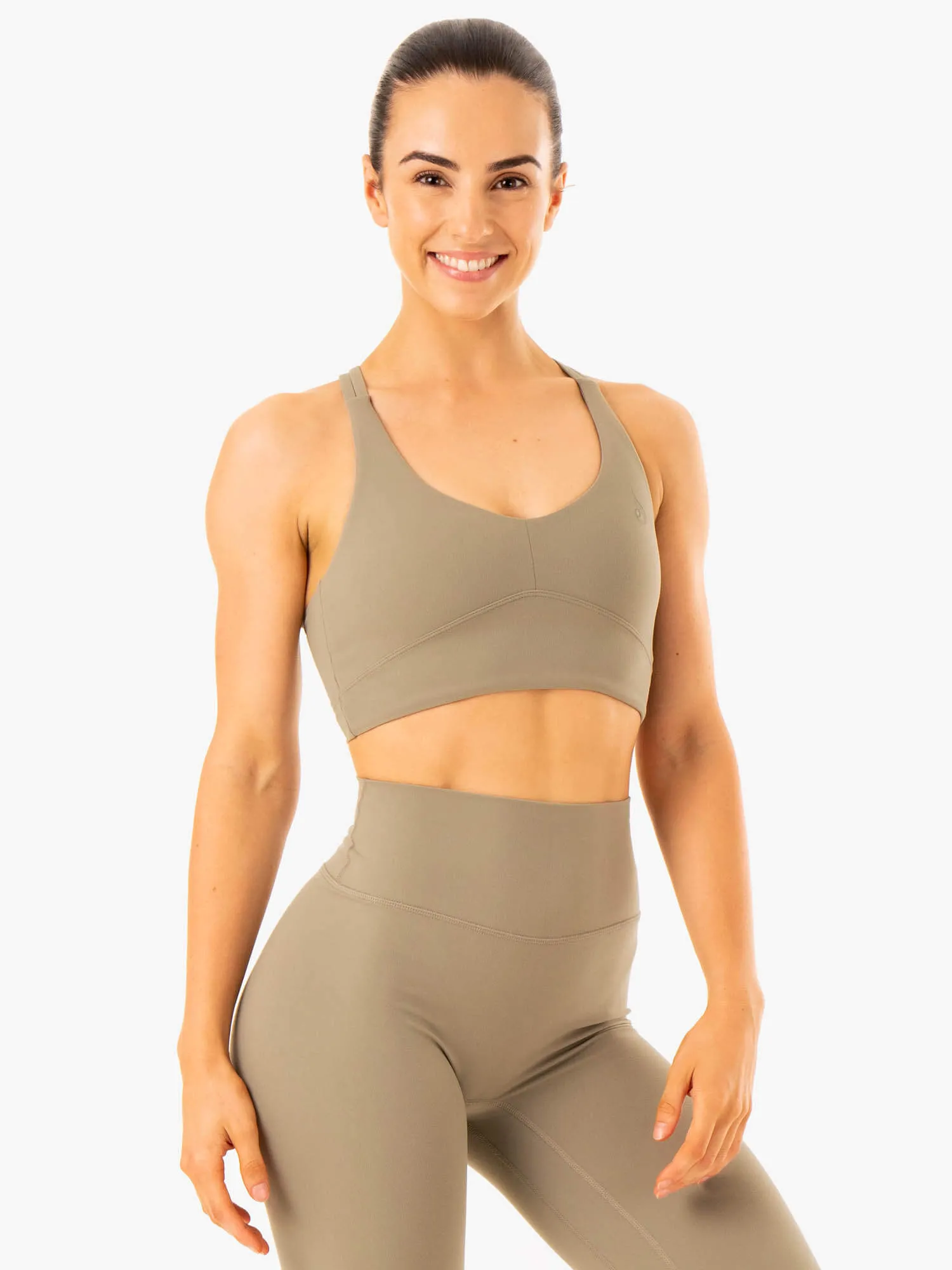 Solid NKD Refine Sports Bra - Khaki
