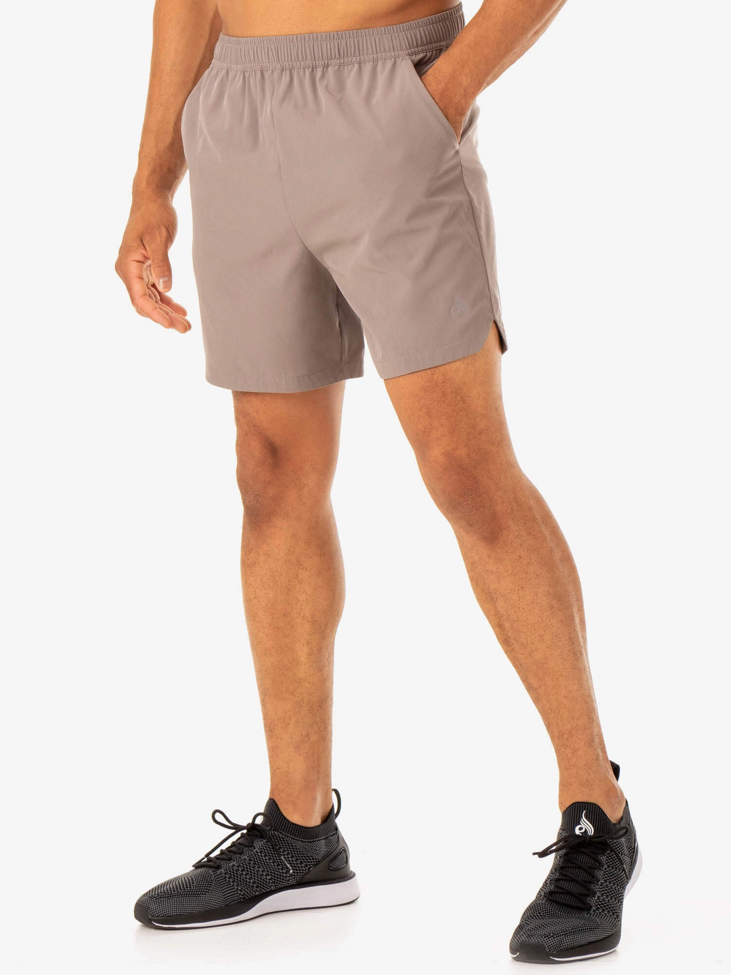 Non Slip Inner Grip Athletic Look Division Training Shorts - Taupe