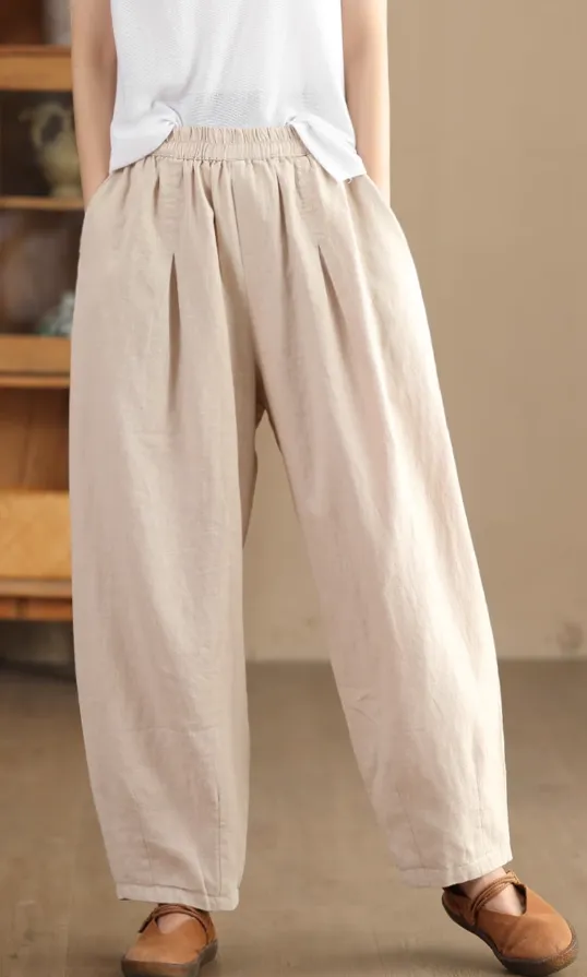 Babakud Women Autumn Loose Linen Casual Pants Smart Design