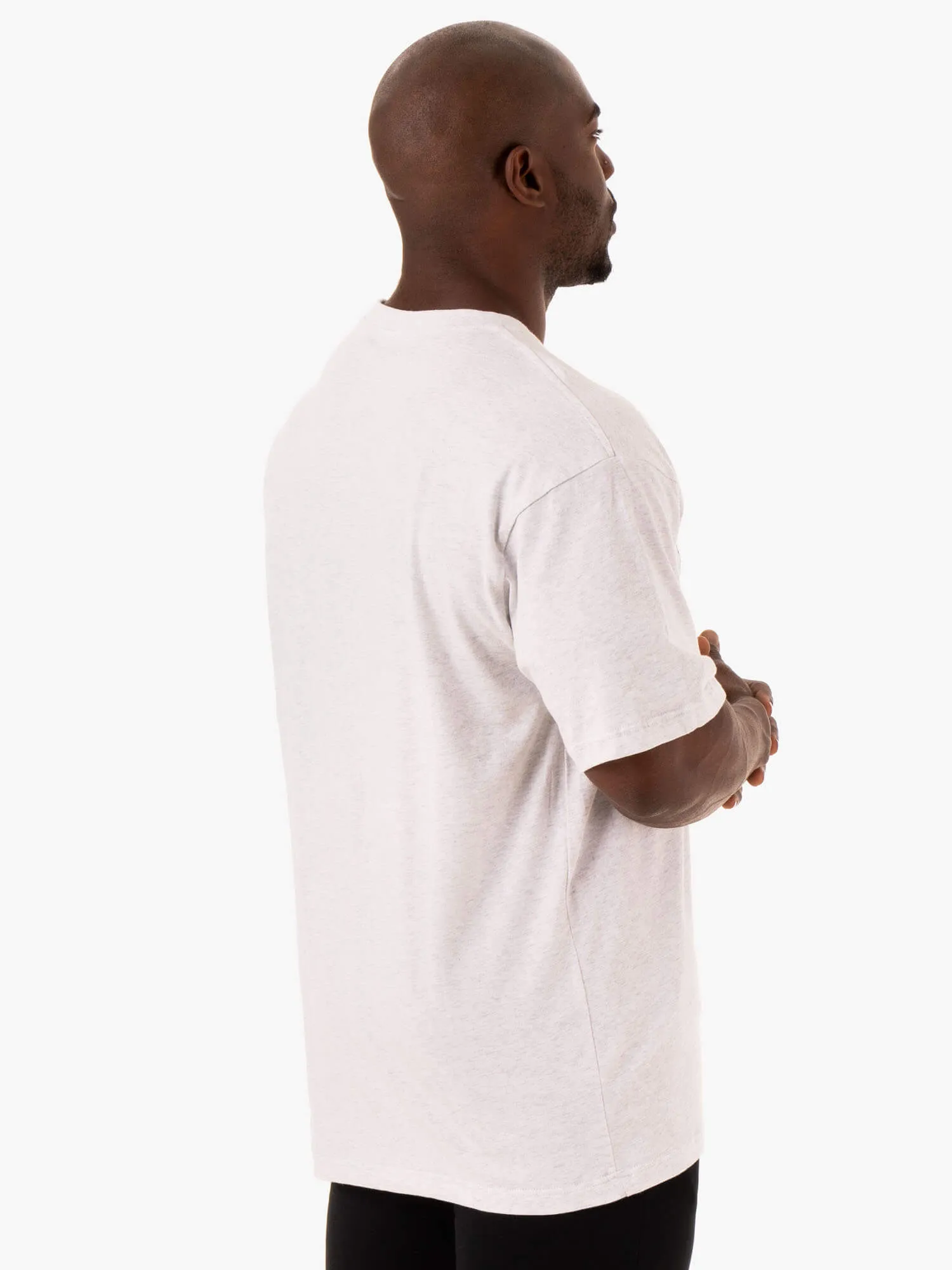 Flexible Leg Recycled Polyester Oversized T-Shirt - Snow Marl Fashionable Fit